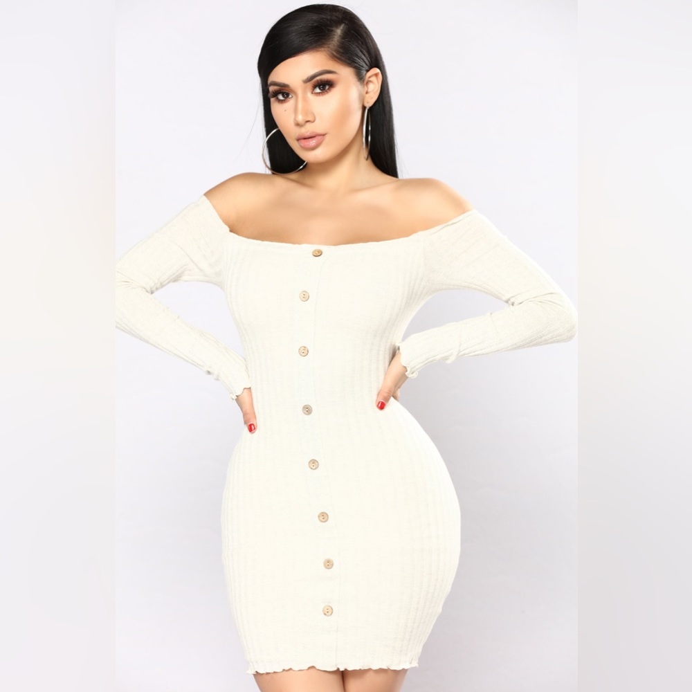 Kylie Off-the-Shoulder Long-Sleeve Sweater Dress - Fashion Nova